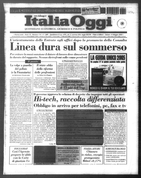 Italia oggi : quotidiano di economia finanza e politica